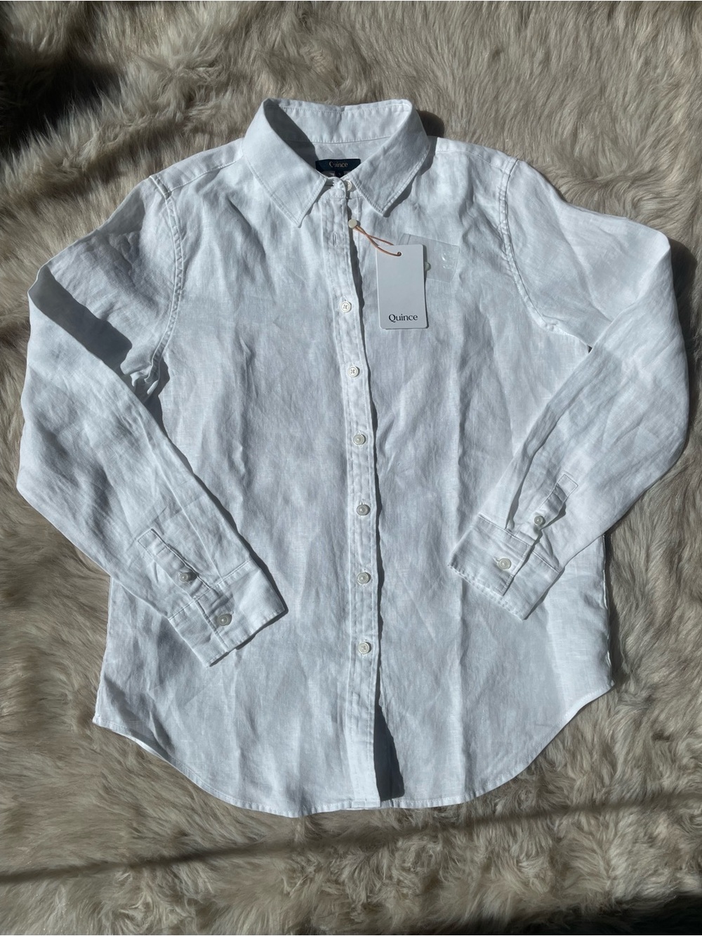 Quince 100% European Linen Long Sleeve Shirt in White